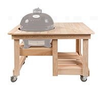 The Primo Counter Top Table Ready to Finish Cypress for Oval 200 (4 wheels: 45.5" W - 26.75" D - 32" H), Ceramic Feet Included