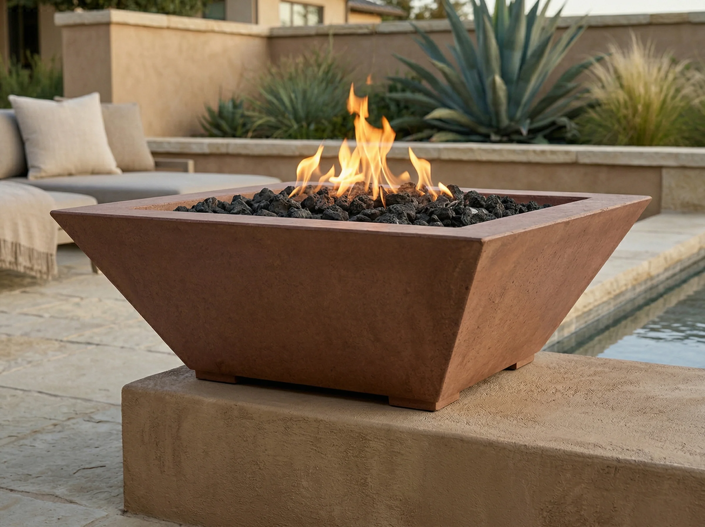 Lombard Pedestal Fire Bowl - Match Lit