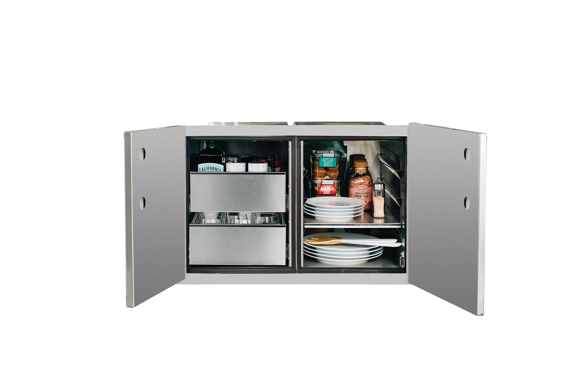 36" 2-Drawer Dry Storage Pantry & Enclosed Cabinet Combo